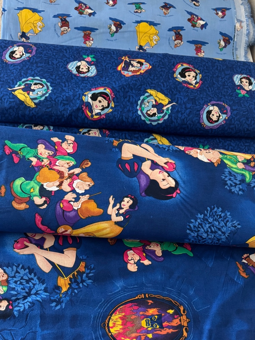 Rare Snow White Fabric 17 yards Three prints